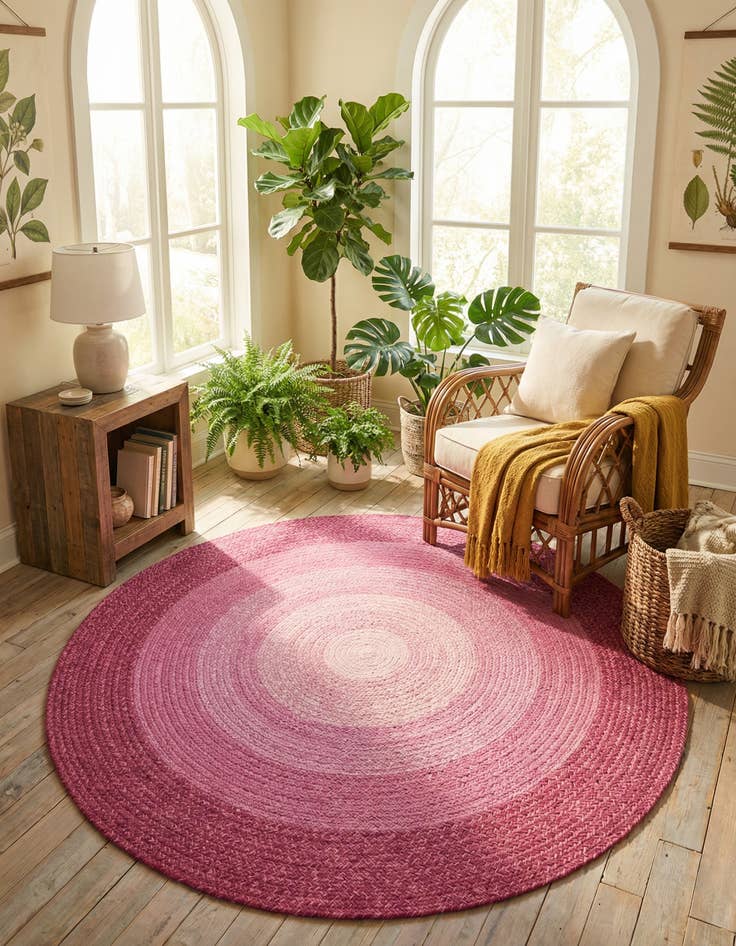 Detail image of 5' 1 x 5' 1 Handmade Hand Braided Wool Round Rug