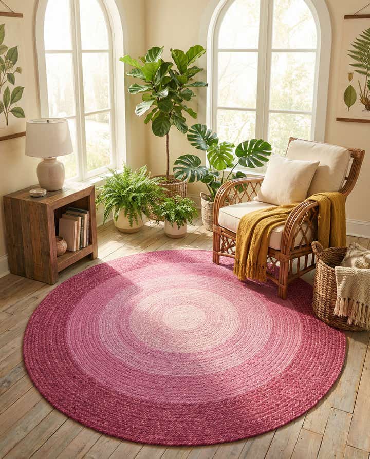 5' 1 x 5' 1 Handmade Hand Braided Wool Round Rug