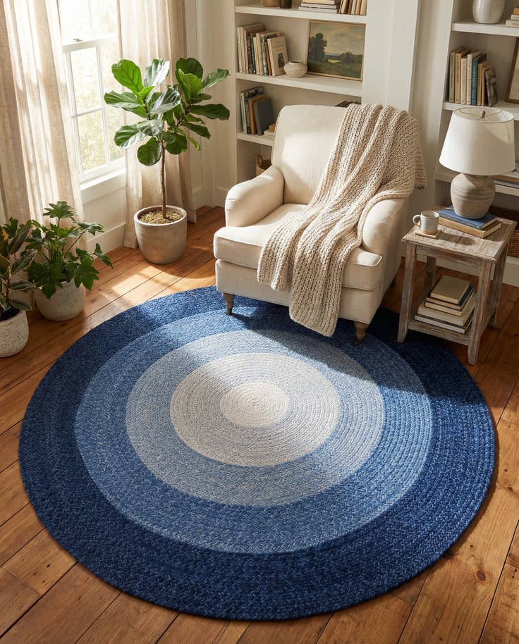 Detail image of 5' 1 x 5' 1 Handmade Hand Braided Wool Round Rug