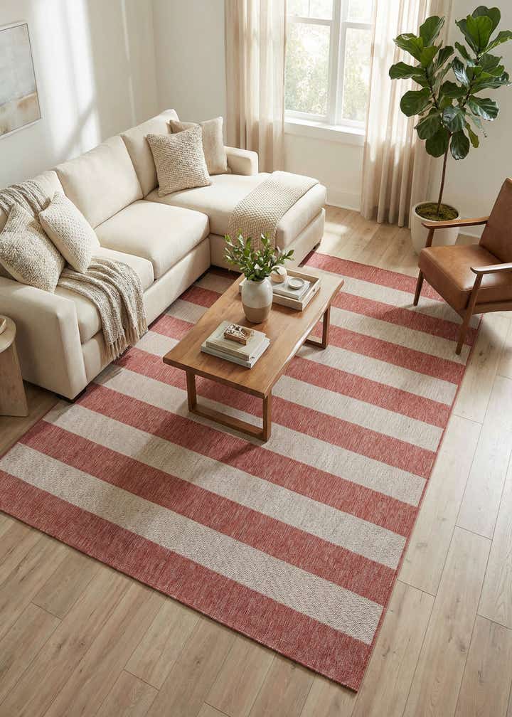 7' 10 x 10' Easy-Clean Striped Indoor / Outdoor Rug