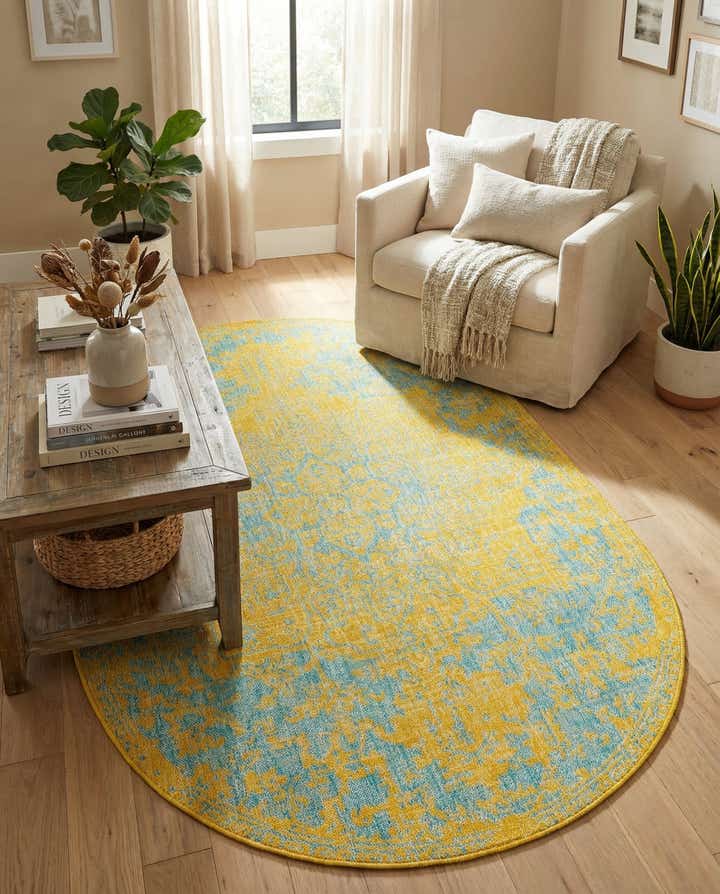 5' 3 x 8' Easy-Clean Jill Zarin Dubai Indoor / Outdoor Oval Rug