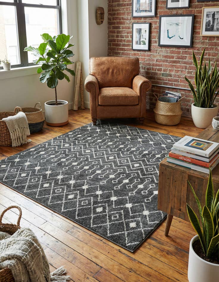 Detail image of 6' x 6' Moroccan Trellis Square Rug