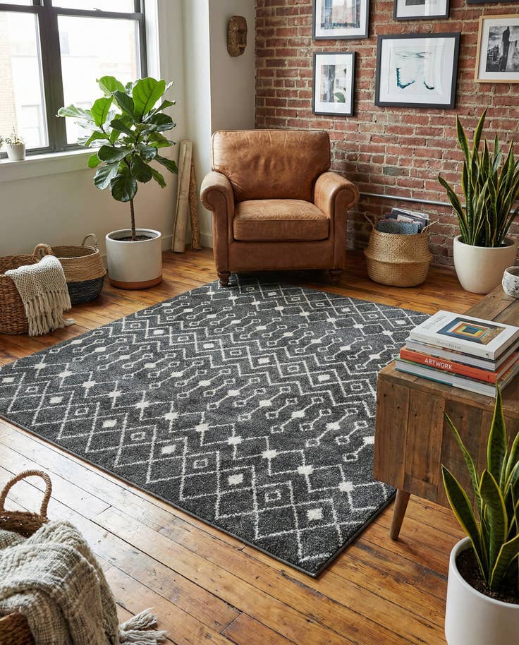 Detail image of 6' x 6' Moroccan Trellis Square Rug