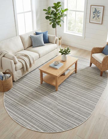 7' 10 x 10' Easy-Clean Ribbon Indoor / Outdoor Oval Rug