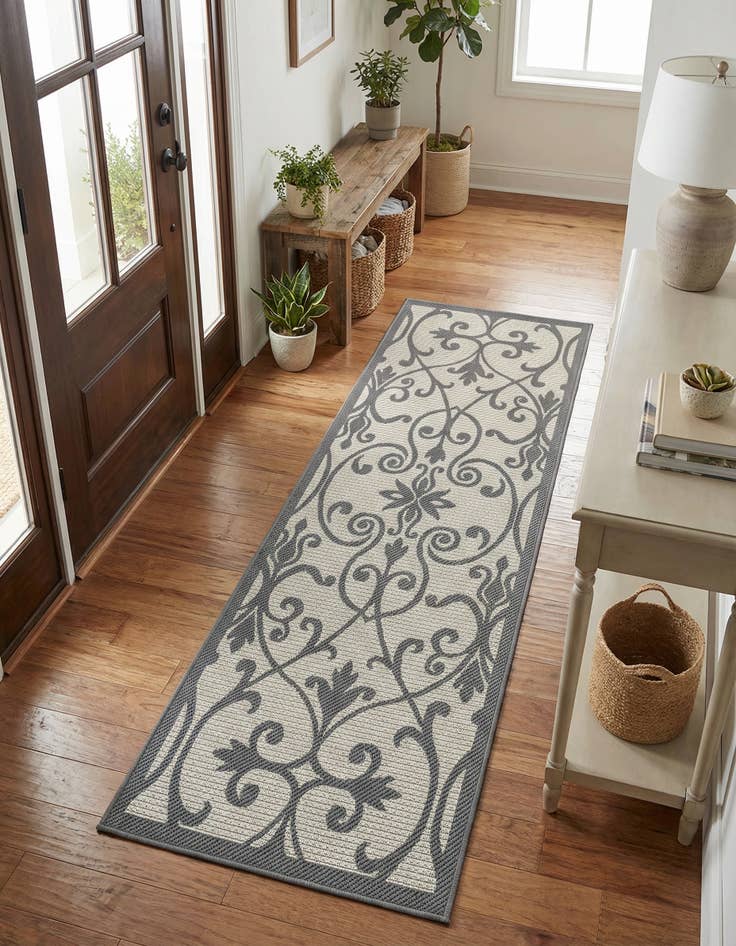 Detail image of 2' 2 x 6' Washable Botanical Indoor / Outdoor Runner Rug