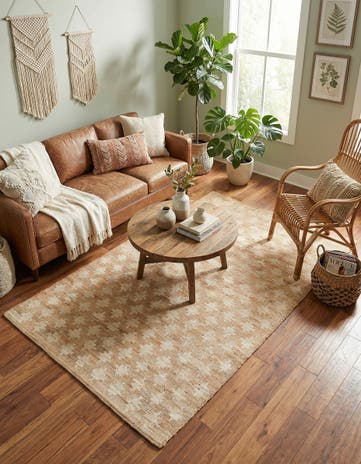Ivory and Beige Hand Woven Kala Handwoven Jute Rug