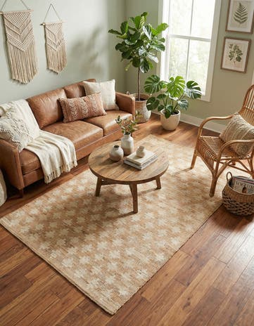 Ivory and Beige Hand Woven Kala Handwoven Jute Rug