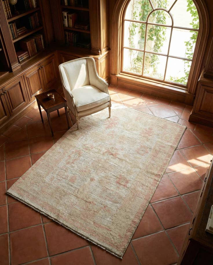 Detail image of 4' 2 x 5' 11 Hand Knotted Oushak Wool Rug