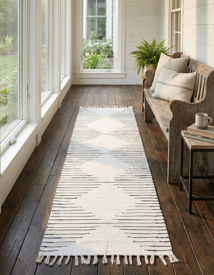 Detail image of 2' 7 x 10'  Hand Woven Chindi Cotton Runner Rug