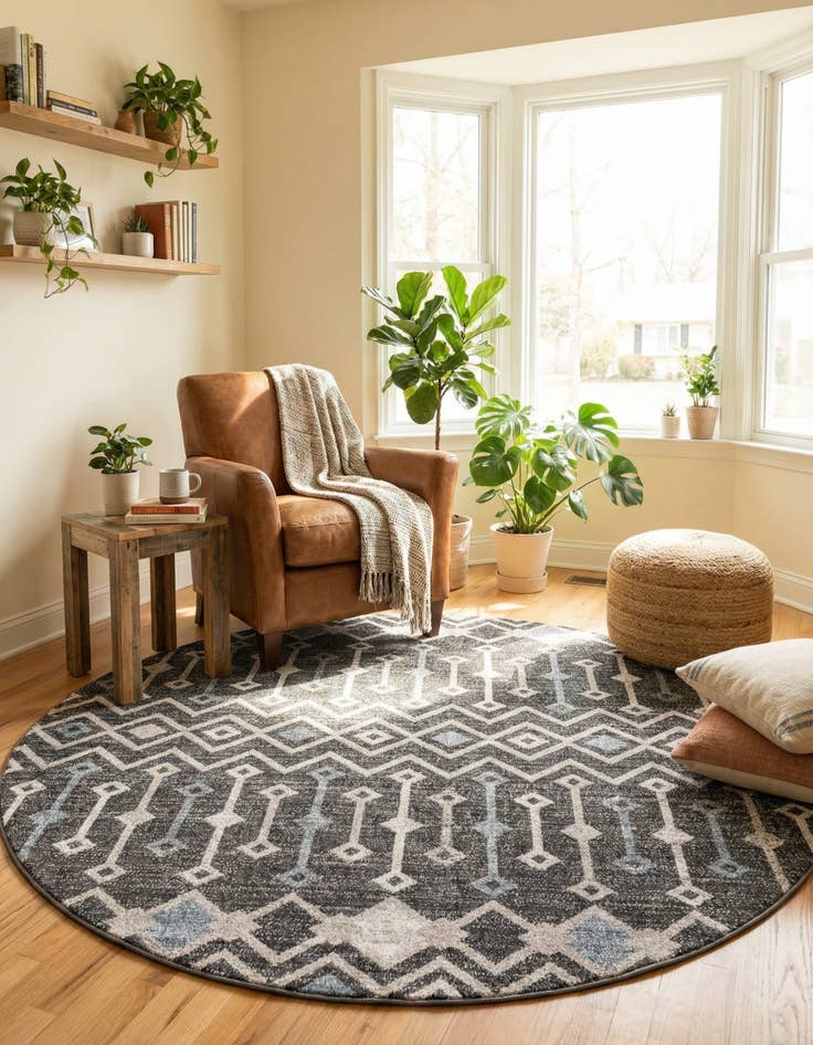 Detail image of 7' x 7' Eco Trellis Round Rug