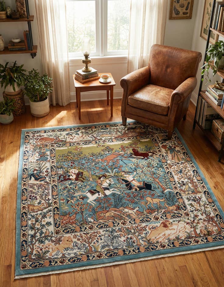 Detail image of 5' 3 x 5' 3 Nain Design Square Rug