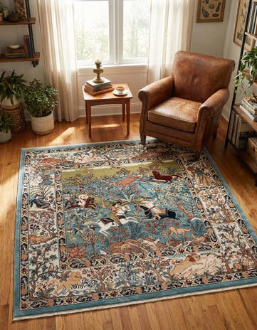 Blue Nain Design Square Rug