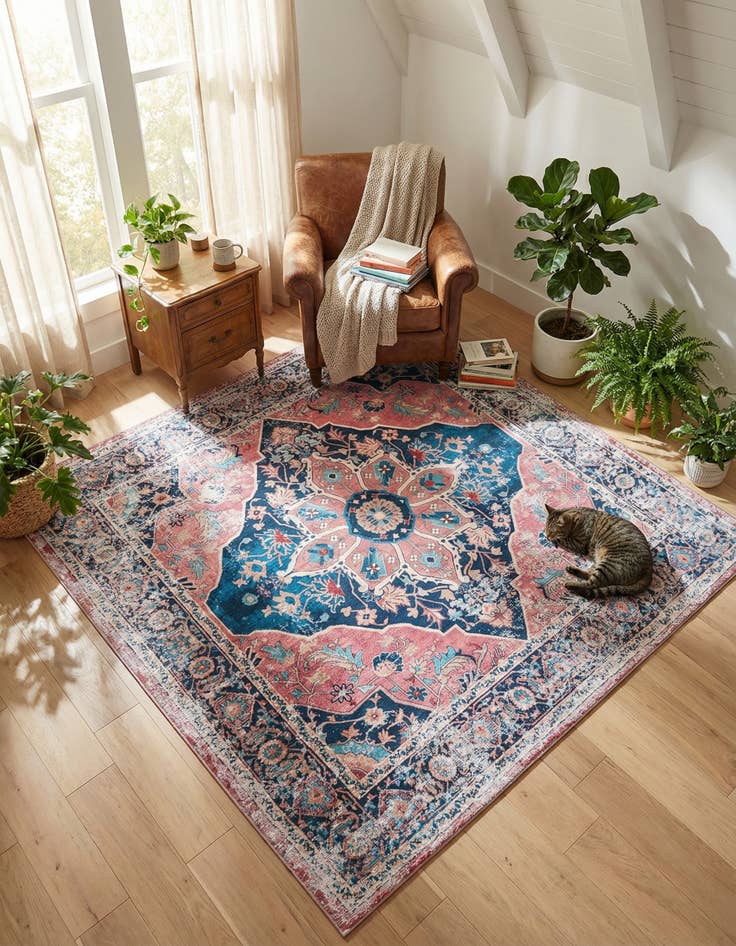 Detail image of 7' 10 x 7' 10  Washable Yara Square Rug