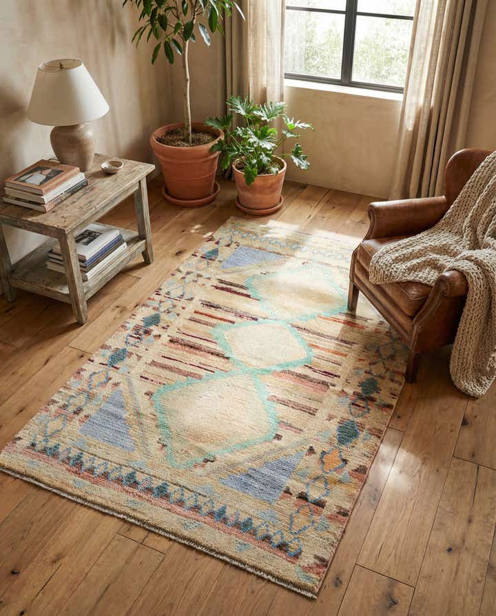 3' 2 x 4' 11 Hand Knotted Oushak Wool Rug