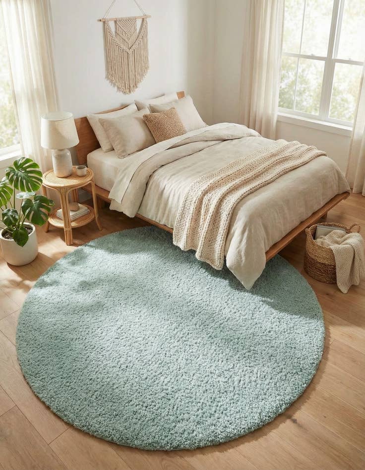 Detail image of  8' x 8' Soft Solid Shag Round Rug