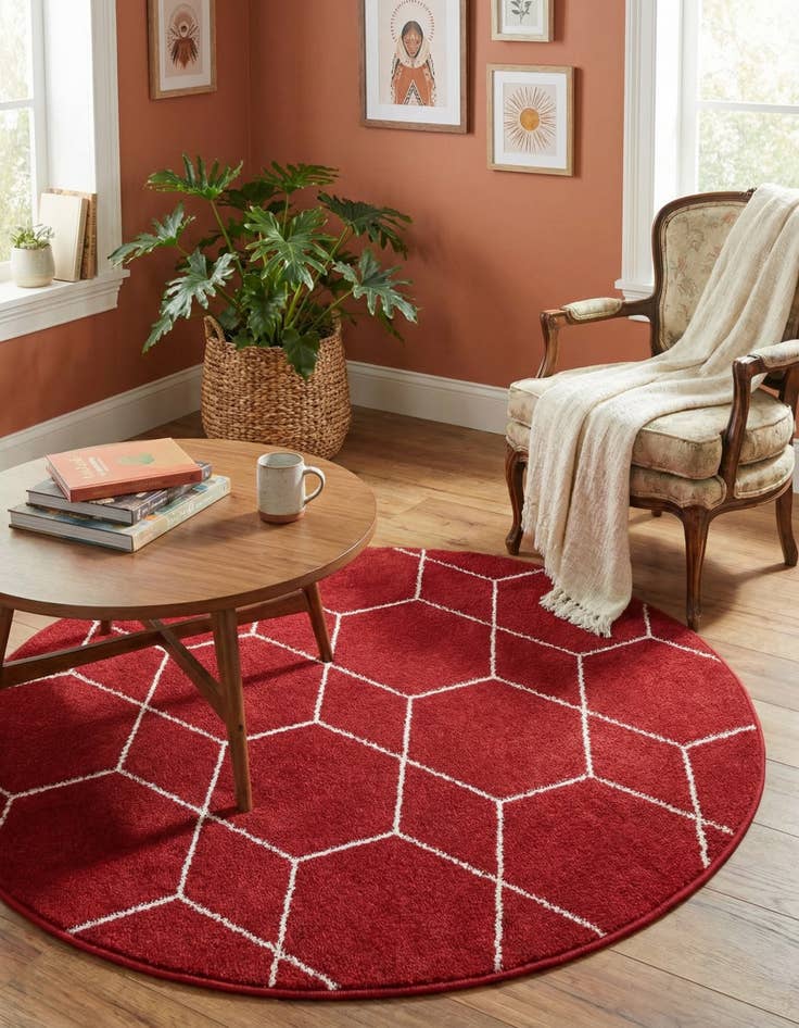 Detail image of 4' x 4' Lattice Frieze Round Rug