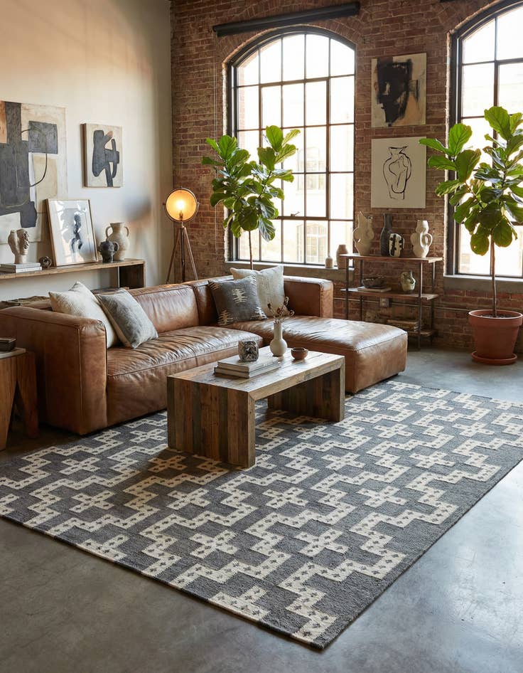 Detail image of 7' 10 x 10' Hand Woven Kilim Wool Rug