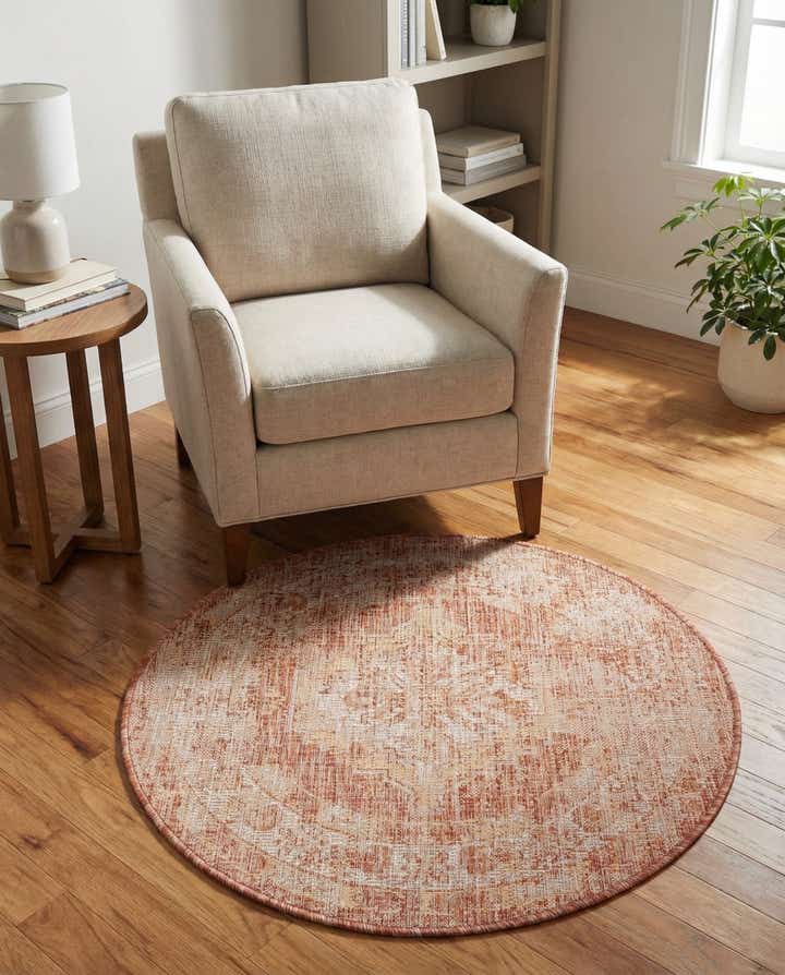 3' x 3' Easy-Clean Traditional Indoor / Outdoor Round Rug