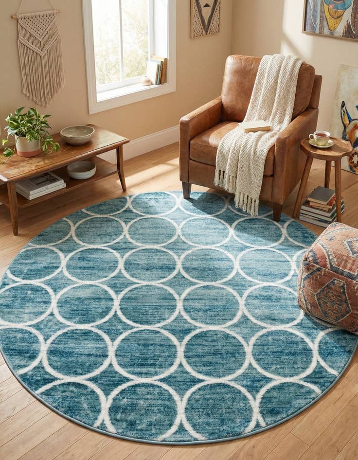 Detail image of 5' x 5' Lattice Trellis Round Rug