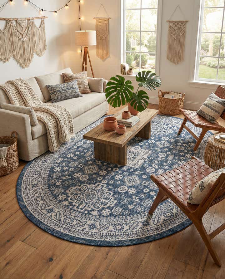7' 10 x 10' Easy-Clean Aztec Indoor / Outdoor Oval Rug