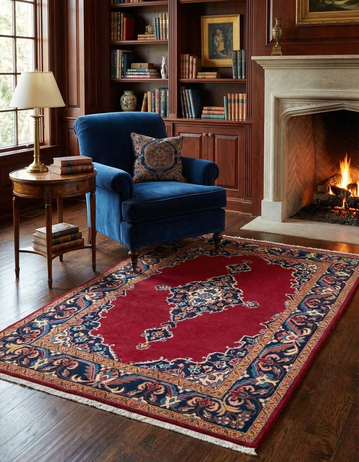 Detail image of 3' 7 x 5' 2 Hand Knotted Kerman Persian Wool Rug