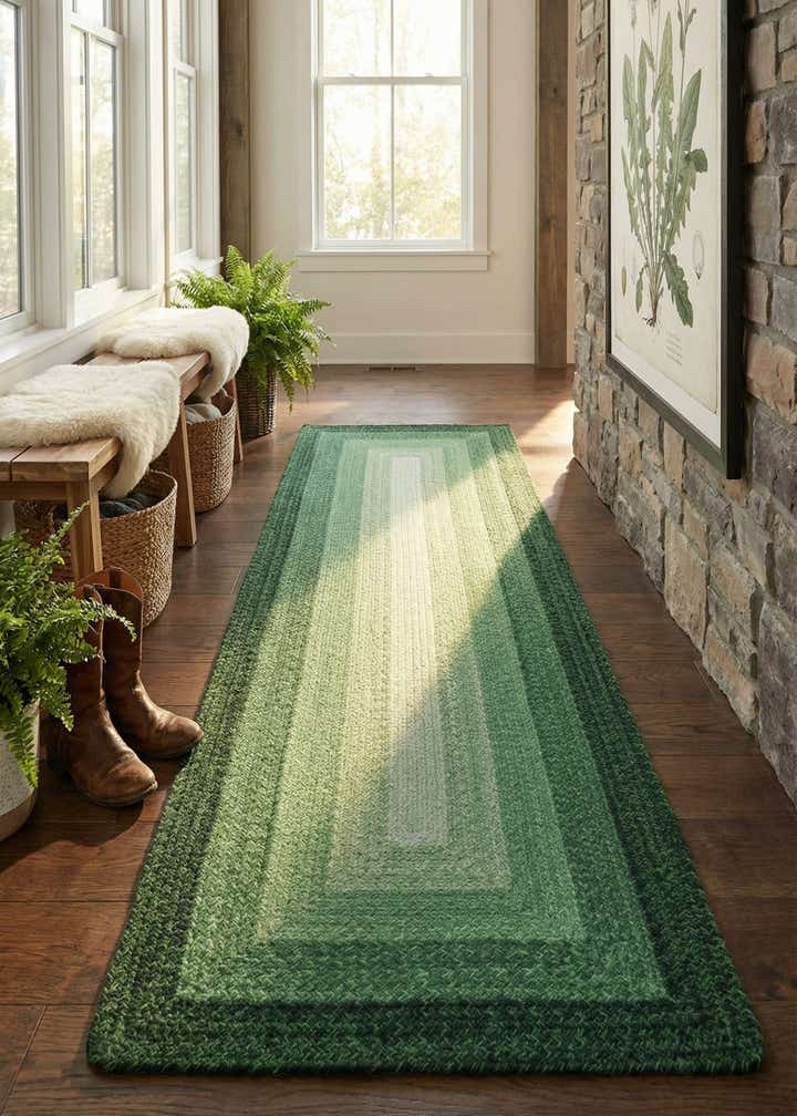 2' 7 x 8' Handmade Hand Braided Wool Runner Rug