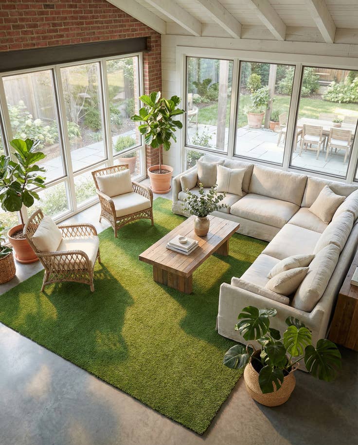 Detail image of 10' x 14' Easy-Clean Grass Indoor / Outdoor Rug
