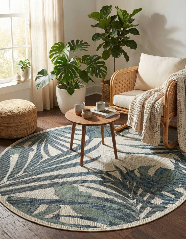 Detail image of 5' 3 x 5' 3 Easy-Clean Baja Indoor / Outdoor Round Rug