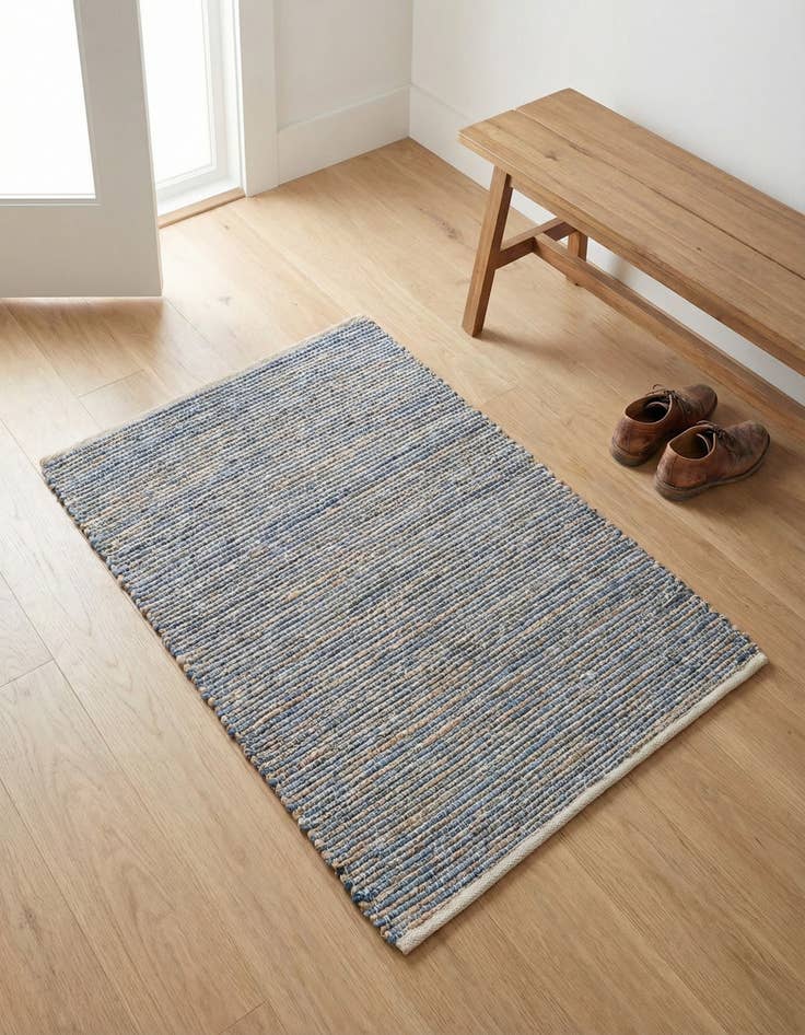 Detail image of 2' x 3' 1  Hand Woven Chindi Jute Rug