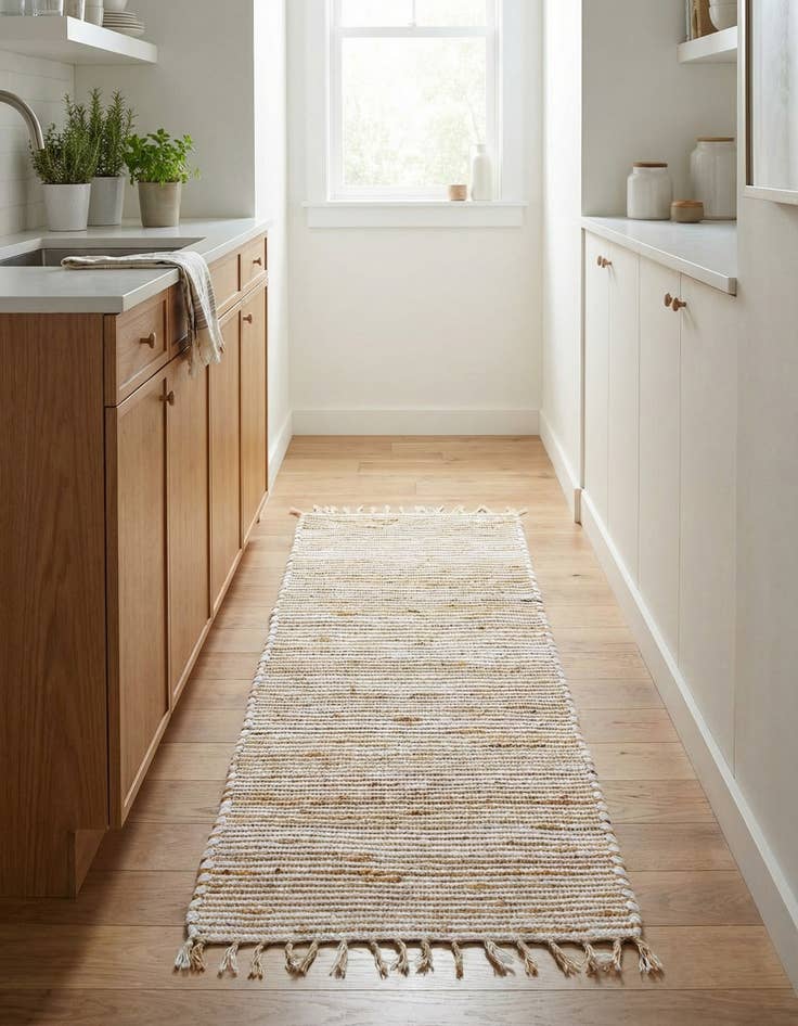 Detail image of 2' 2 x 6' 1 Hand Woven Chindi Jute Runner Rug