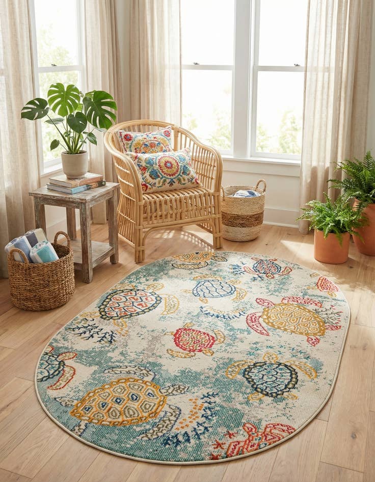 Detail image of 4' 1 x 6' 1 Washable Amalfi Oval Rug