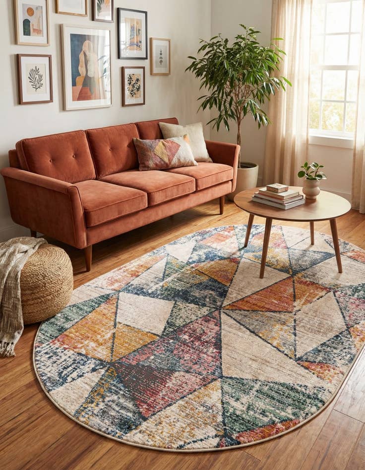 Detail image of 5' 3 x 8' Gemstone Oval Rug