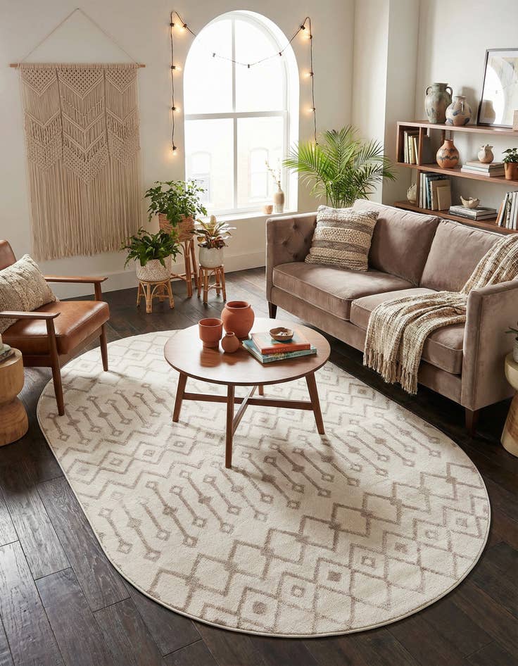 Detail image of 5' 3 x 8' Bohemian Trellis Oval Rug