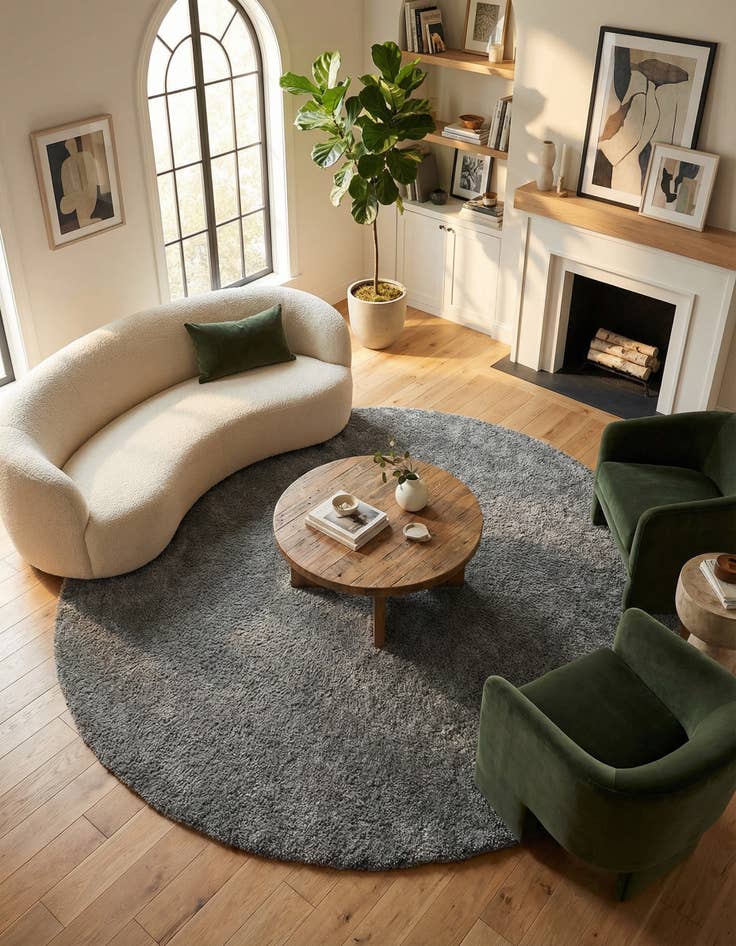 Detail image of  12' x 12' Solid Frieze Round Rug