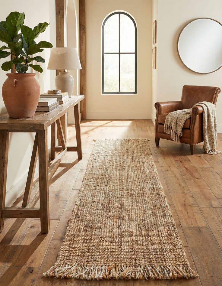 Detail image of 2' 7 x 10' Hand Woven Chunky Jute Runner Rug