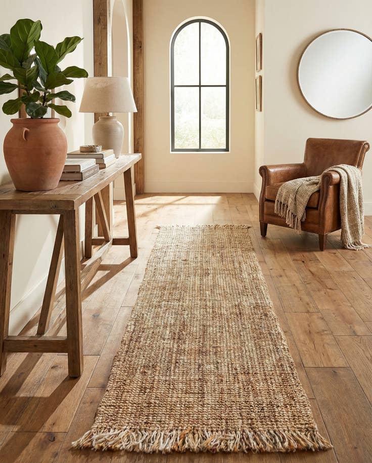 Detail image of 2' 7 x 10' Hand Woven Chunky Jute Runner Rug