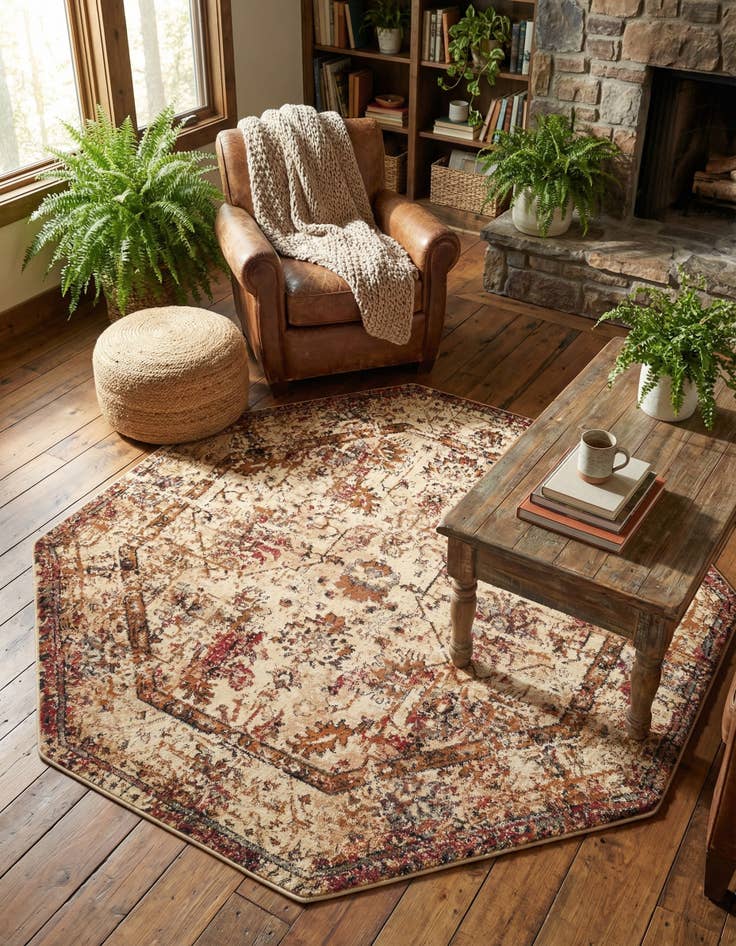 Detail image of 5' 3 x 5' 3 Saturn Octagon Rug