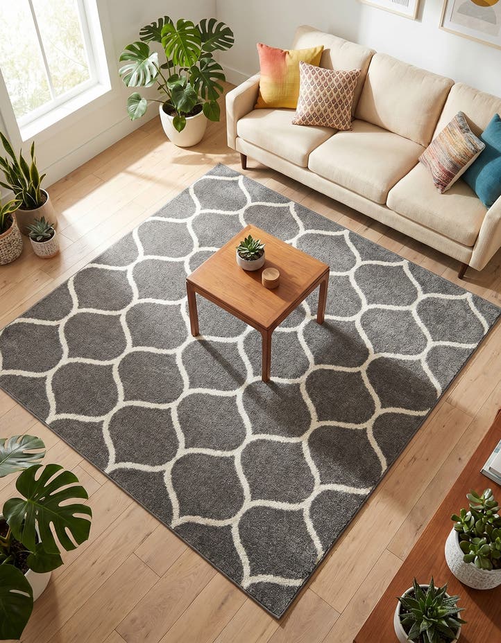 7' 10 x 7' 10 Lattice Frieze Square Rug