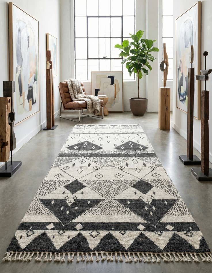 Detail image of 6' 3 x 12' 5 Hand Knotted Moroccan Wool Runner Rug