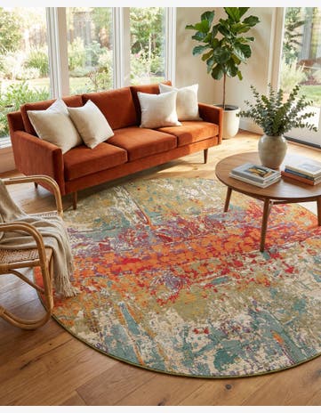 6' x 6' Easy-Clean Modern Indoor / Outdoor Round Rug