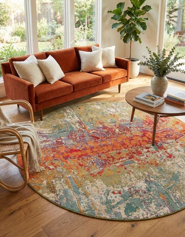 6' x 6' Easy-Clean Modern Indoor / Outdoor Round Rug