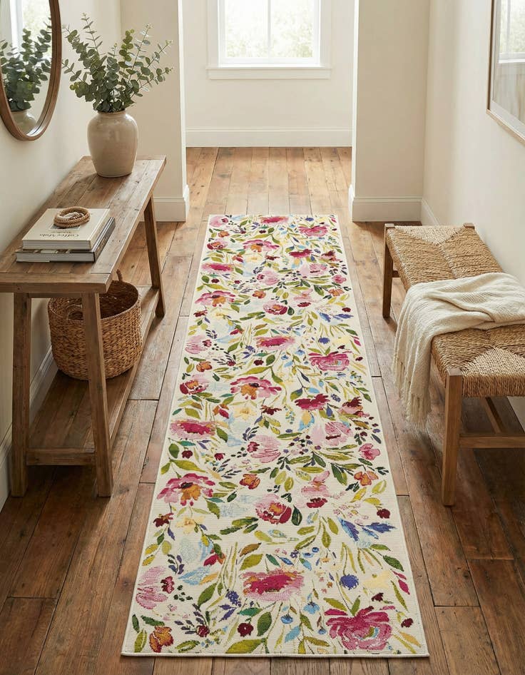 Detail image of 2' 7 x 10' Easy-Clean Botanical Indoor / Outdoor Runner Rug