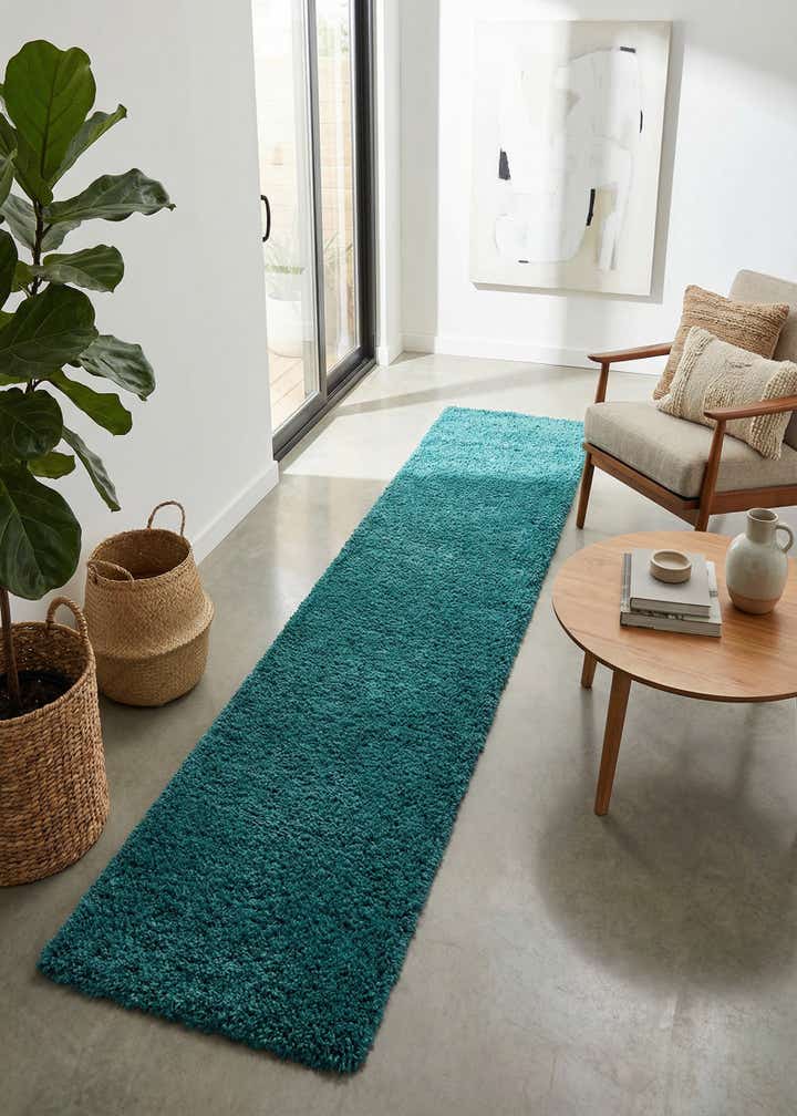 2' 7 x 12' Solid Shag Runner Rug