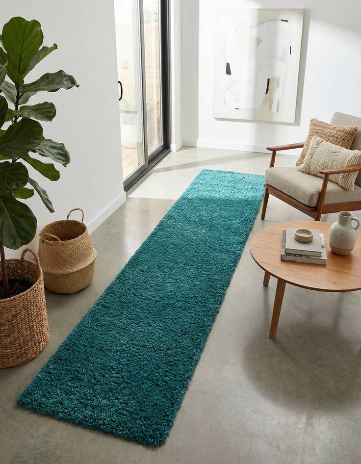 Detail image of 2' 7 x 12' Solid Shag Runner Rug