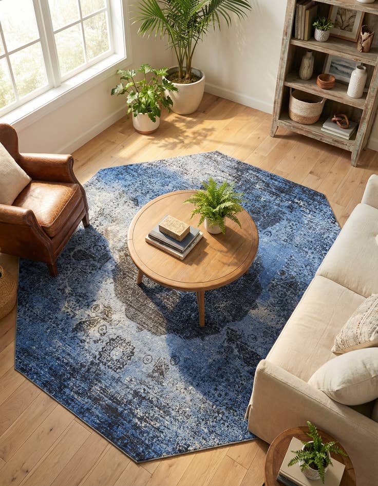 Detail image of 7' 10 x 7' 10  Washable Yara Octagon Rug