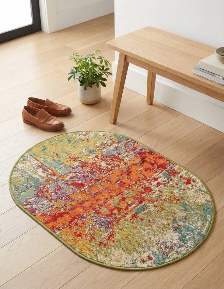 Detail image of 2' 2 x 3'  Washable Modern Indoor / Outdoor Oval Rug