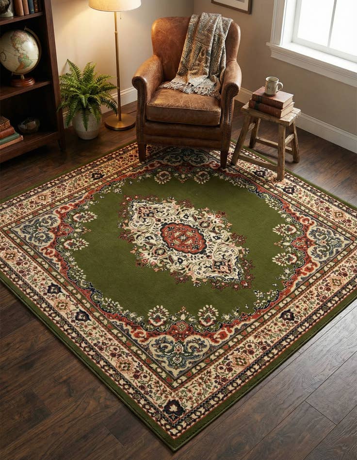 Detail image of 7' 10 x 7' 10 Mashad Design Square Rug