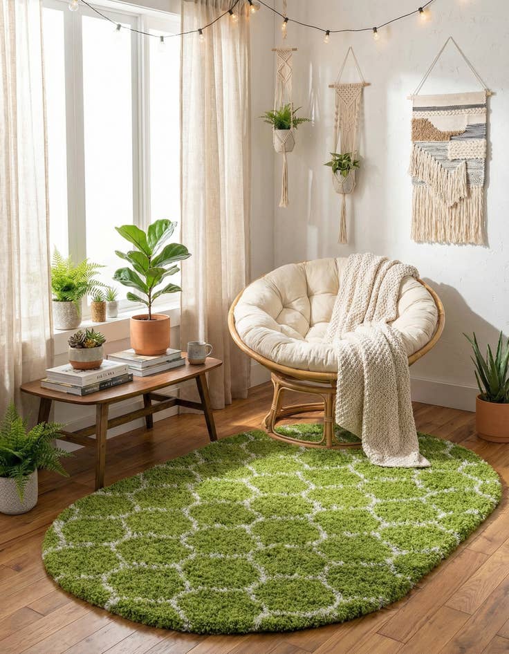 Detail image of 4' x 6' Trellis Shag Oval Rug