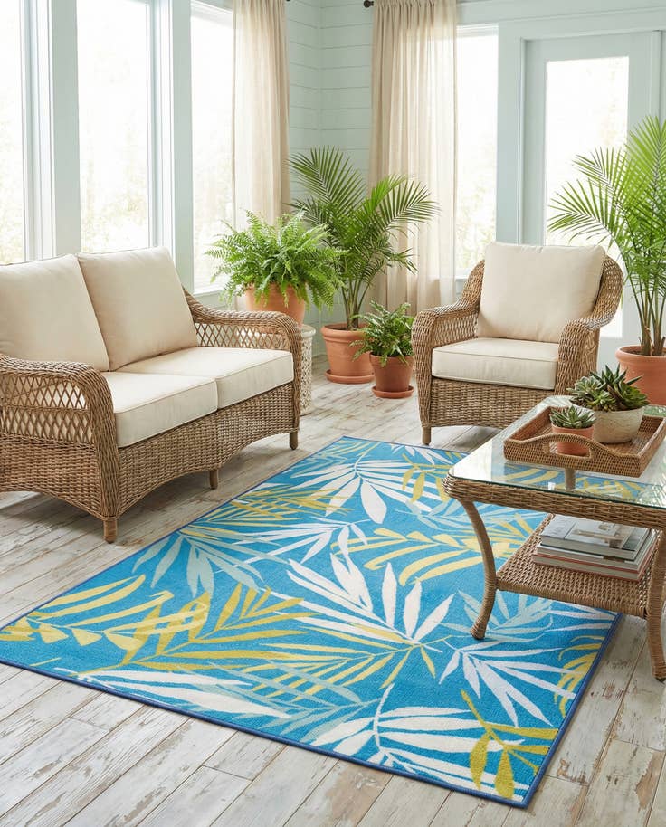 Detail image of 4' 1 x 6' 1 Easy-Clean Jill Zarin Caribbean Indoor / Outdoor Rug