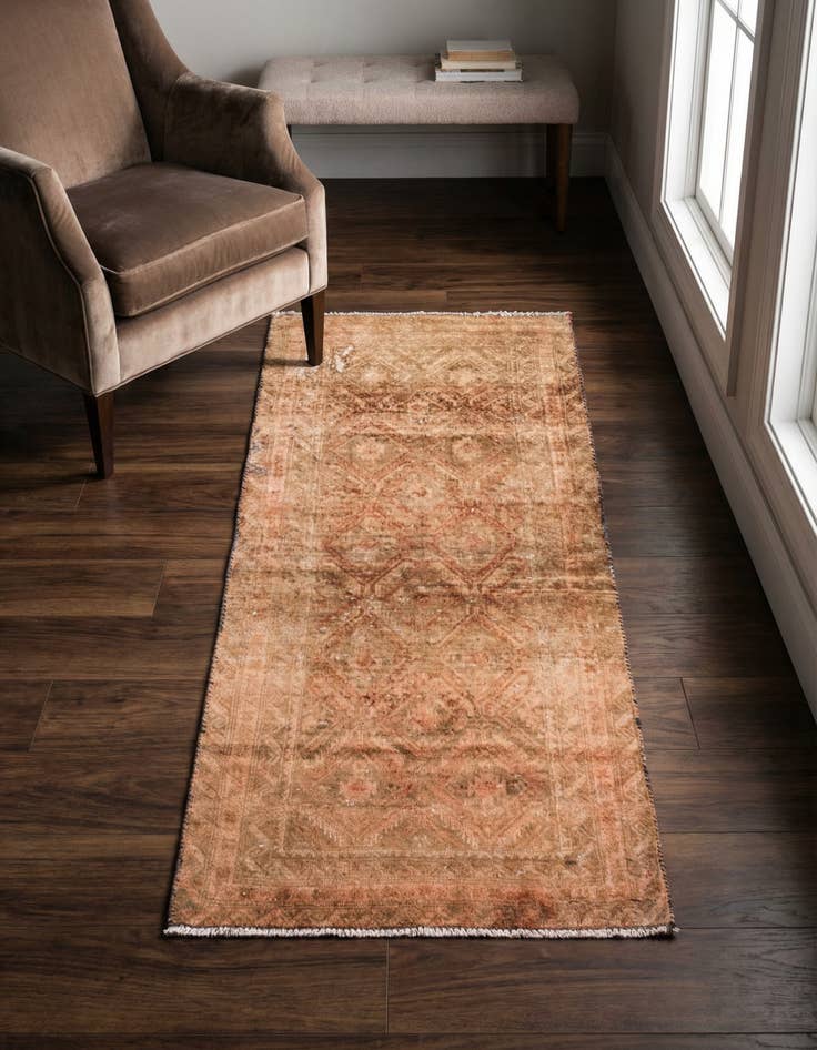 Detail image of 2' 4 x 4' 7 Hand Knotted Ultra Vintage Persian Wool Runner Rug